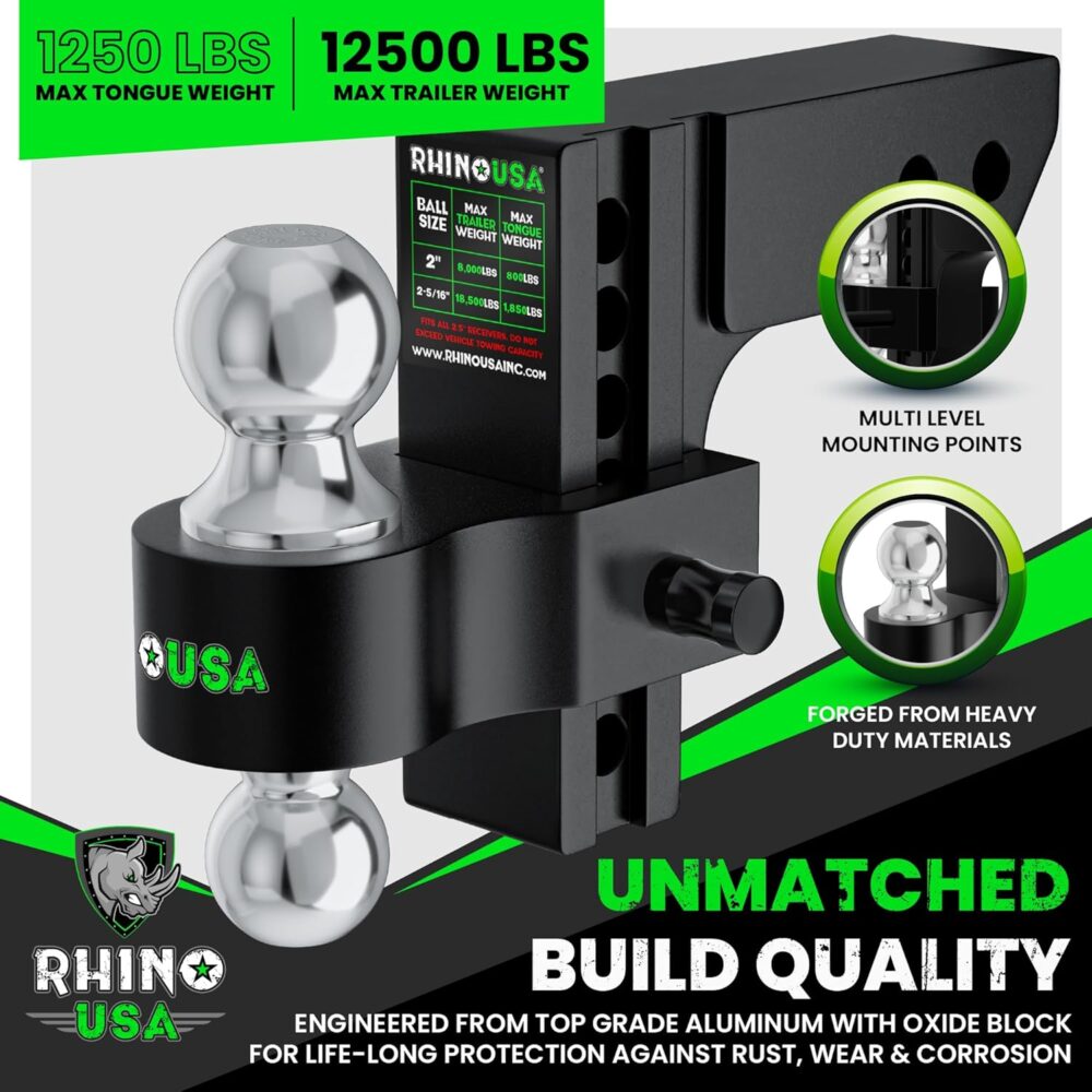 Rhino USA Adjustable Trailer Hitch (Fits 2-Inch Receiver) - Image 2