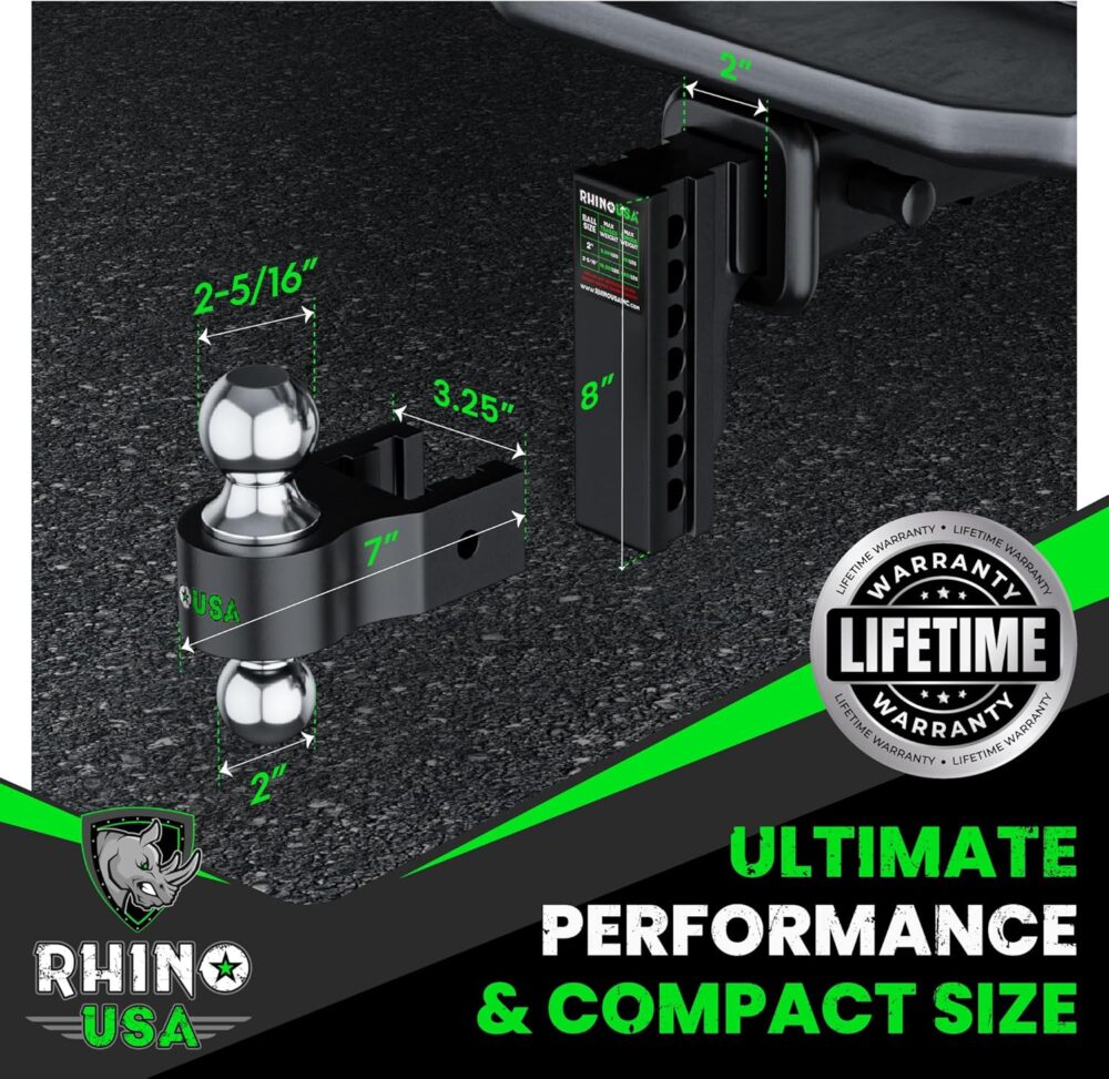 Rhino USA Adjustable Trailer Hitch (Fits 2-Inch Receiver) - Image 3
