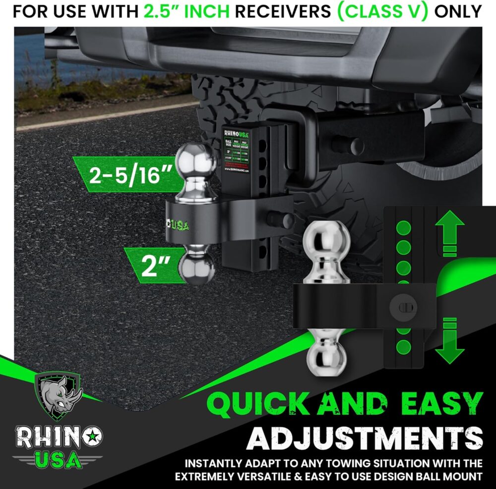Rhino USA Adjustable Trailer Hitch (Fits 2-Inch Receiver) - Image 4