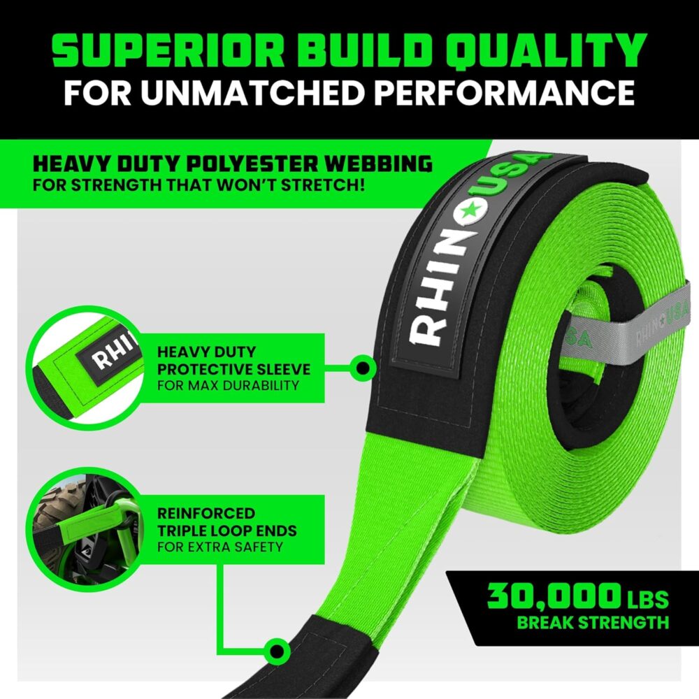 Rhino USA Recovery Tow Strap (3" x 20') - 31,518lb Break Strength - Image 2