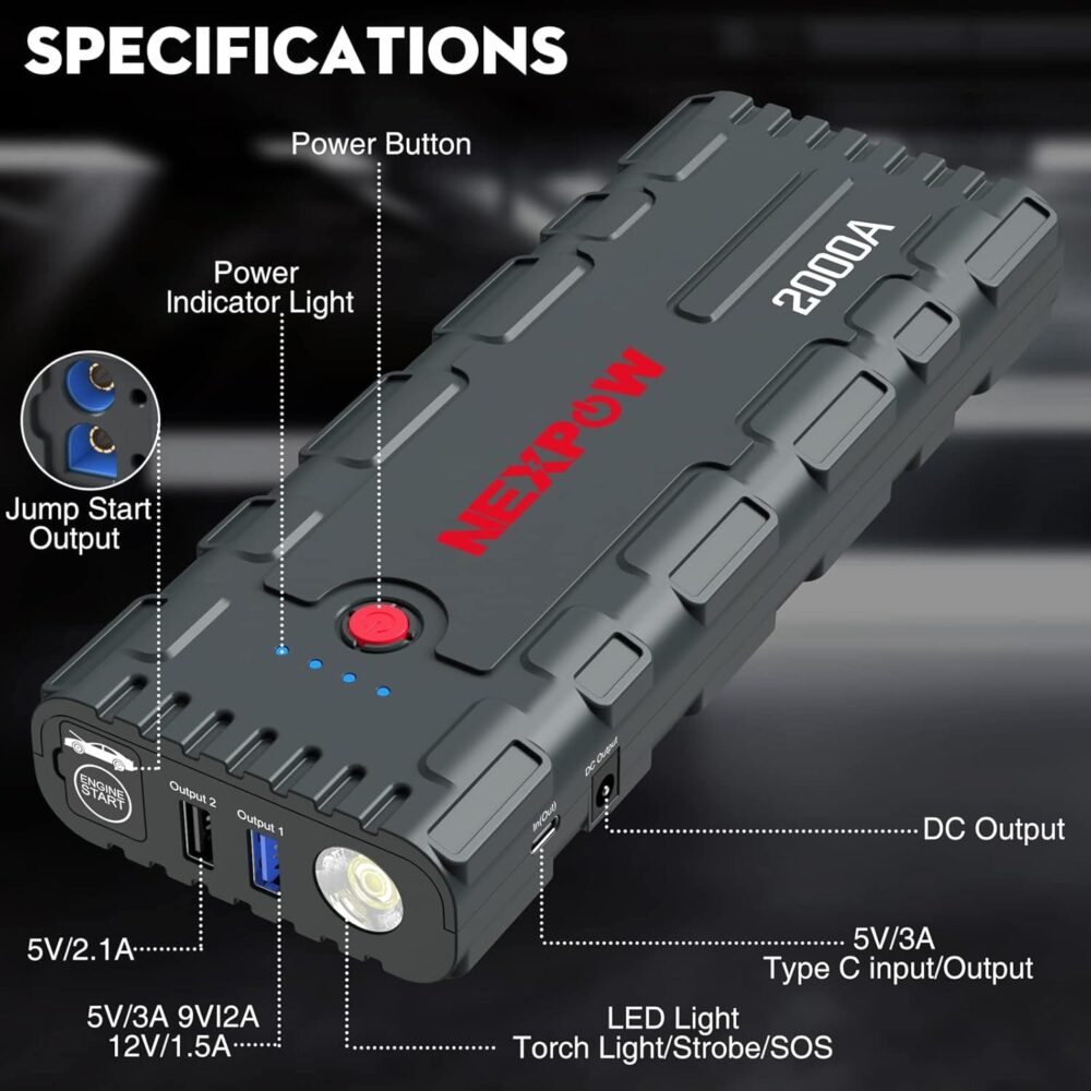 NEXPOW 2000A Peak Car Jump Starter - Image 4